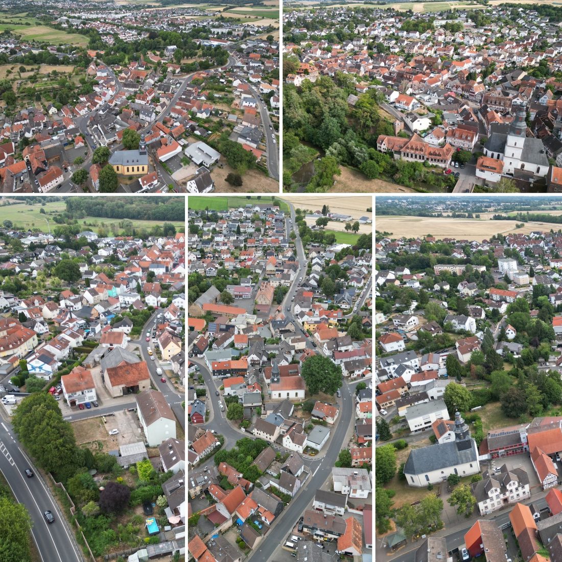 Luftbilder der fünf Nidderauer Stadtteile